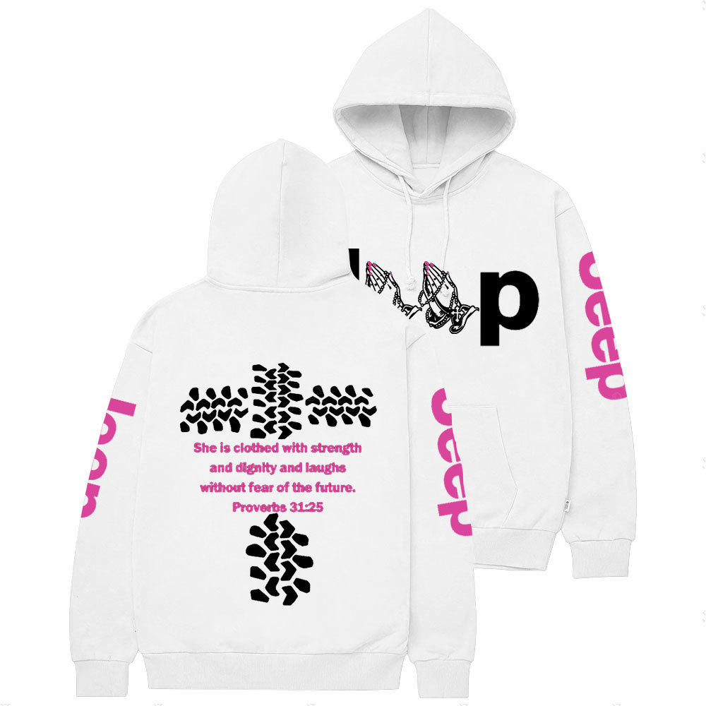Jp Pray She Is Clothed With Strength Hot Pink Casual Hoodie