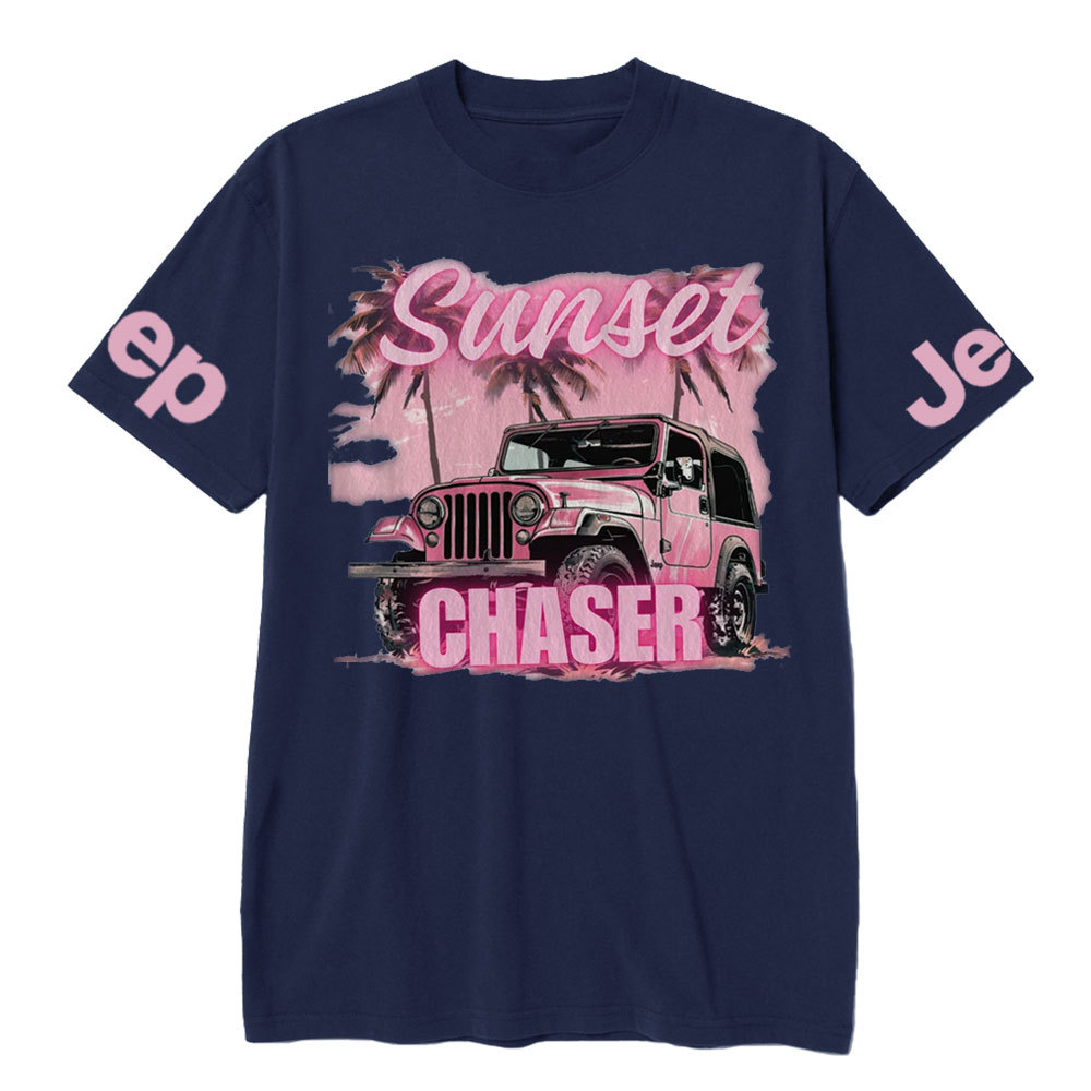 Pink Summer Palm and Sun Sunset Chaser Jp T-shirt