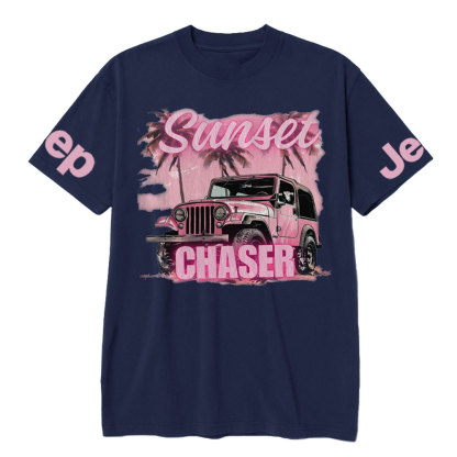 Pink Summer Palm and Sun Sunset Chaser Jp T-shirt