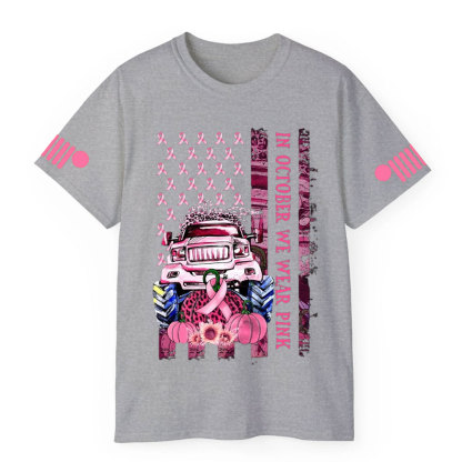 In October We Wear Pink Classic Pumpkin Flag Breast Cancer Awarness T-shirt
