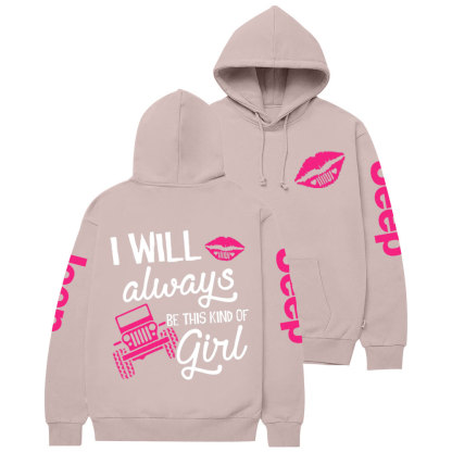 Hot Pink Lip I Will Always Be This Kind of Jp Casual Hoodie
