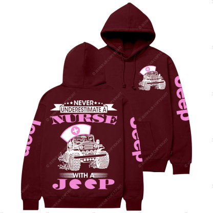 Never Underestimate a Nurse Power with a Jp Pink Casual Hoodie