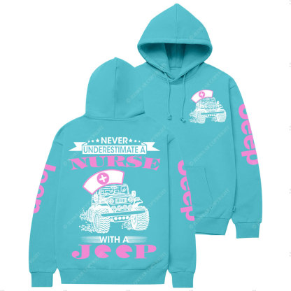 Never Underestimate a Nurse Power with a Jp Pink Casual Hoodie