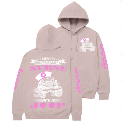 Never Underestimate a Nurse Power with a Jp Pink Casual Hoodie