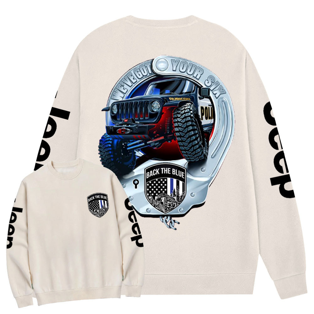 Dirvers Back The Blue American Flag Policeman Police Car Badge Jp Crew Neck Sweatshirt
