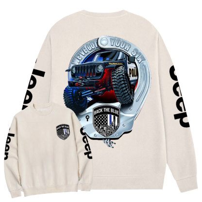 Dirvers Back The Blue American Flag Policeman Police Car Badge Jp Crew Neck Sweatshirt