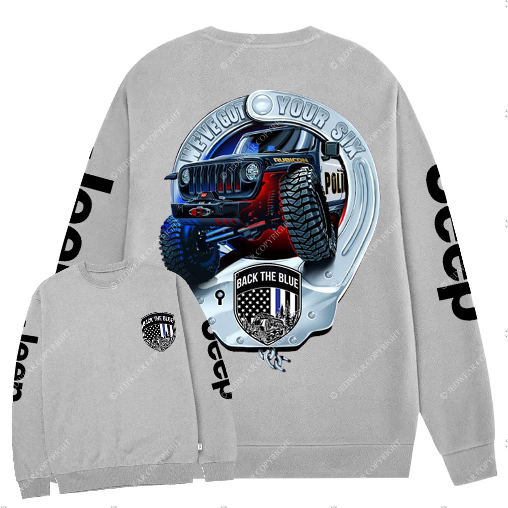 Dirvers Back The Blue American Flag Policeman Police Car Badge Jp Crew Neck Sweatshirt