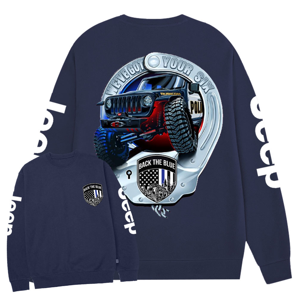 Dirvers Back The Blue American Flag Policeman Police Car Badge Jp Crew Neck Sweatshirt