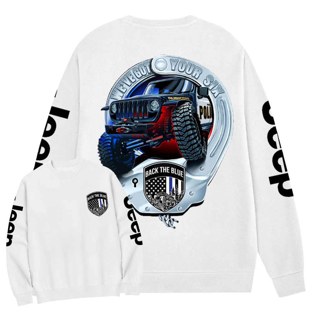 Dirvers Back The Blue American Flag Policeman Police Car Badge Jp Crew Neck Sweatshirt