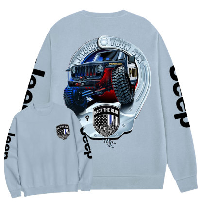 Dirvers Back The Blue American Flag Policeman Police Car Badge Jp Crew Neck Sweatshirt