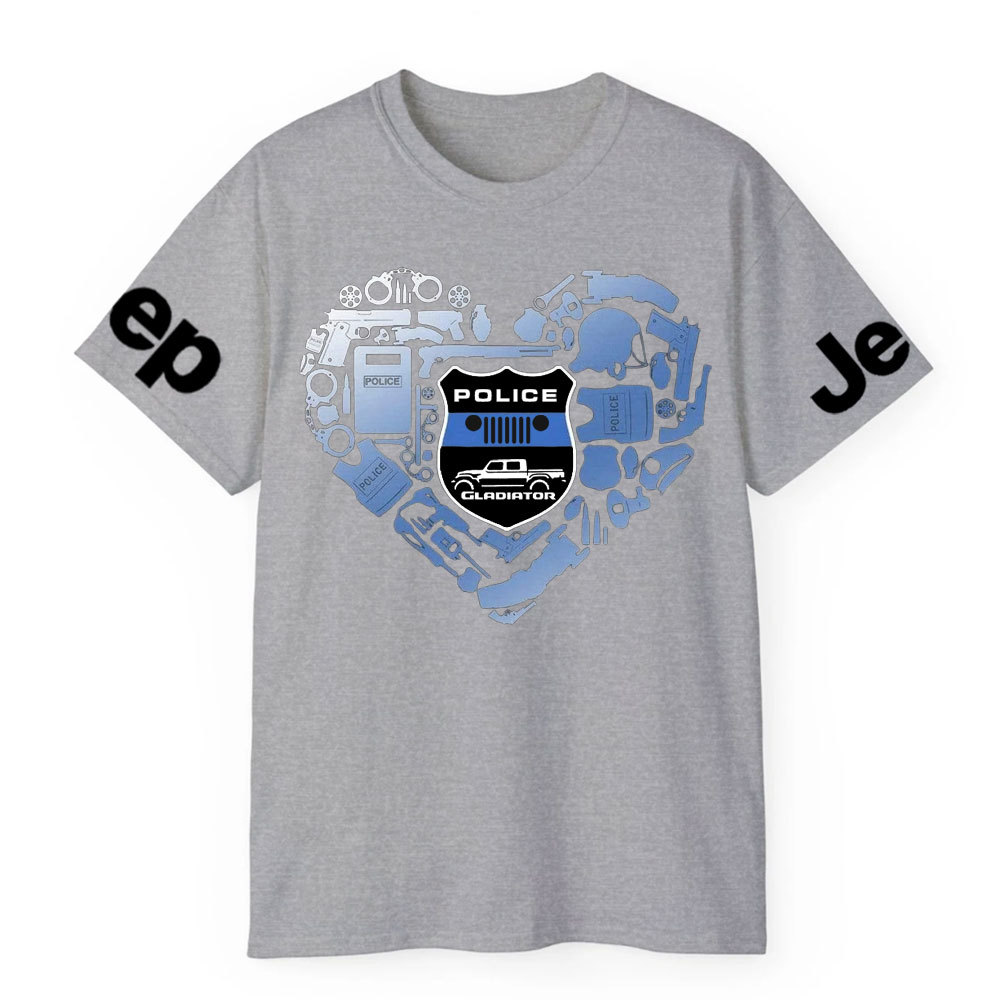 Police Things Heart Jp Gladiator and Police Badge T-Shirt