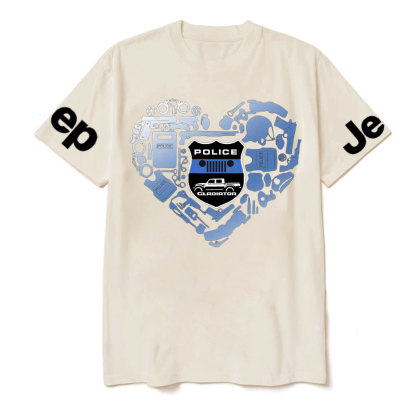 Police Things Heart Jp Gladiator and Police Badge T-Shirt