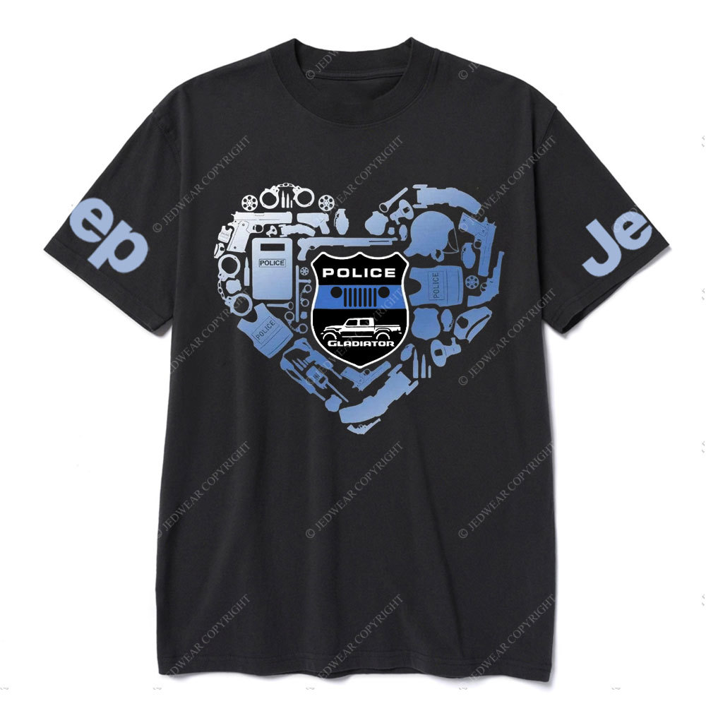 Police Things Heart Jp Gladiator and Police Badge T-Shirt