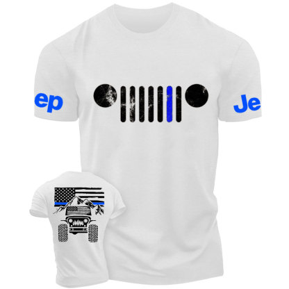 Jp American Flag Mountains Jp Grille Police Blue Line T-Shirt