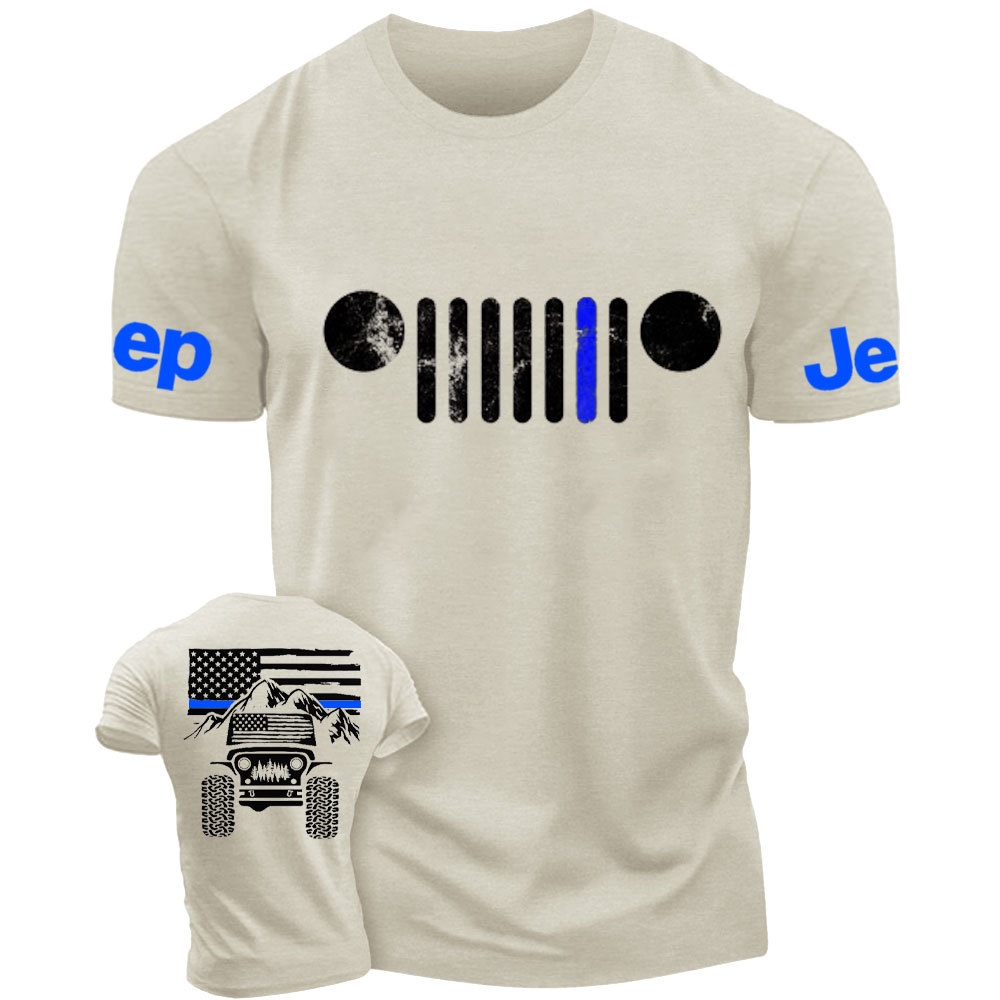 Jp American Flag Mountains Jp Grille Police Blue Line T-Shirt