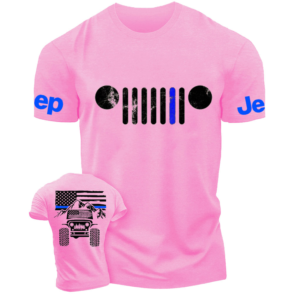 Jp American Flag Mountains Jp Grille Police Blue Line T-Shirt