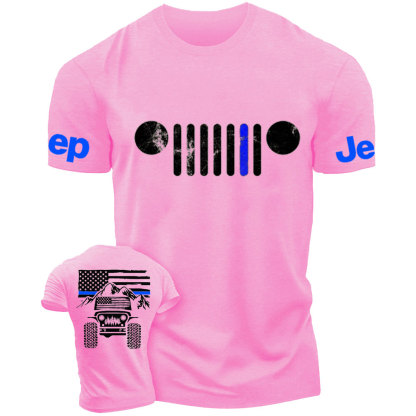 Jp American Flag Mountains Jp Grille Police Blue Line T-Shirt