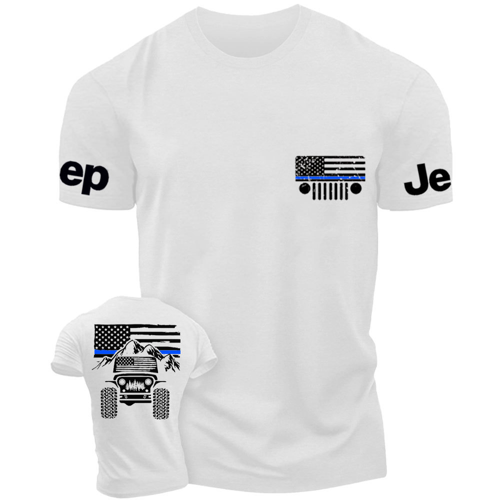Jp American Flag Mountains Police Blue Line T-Shirt