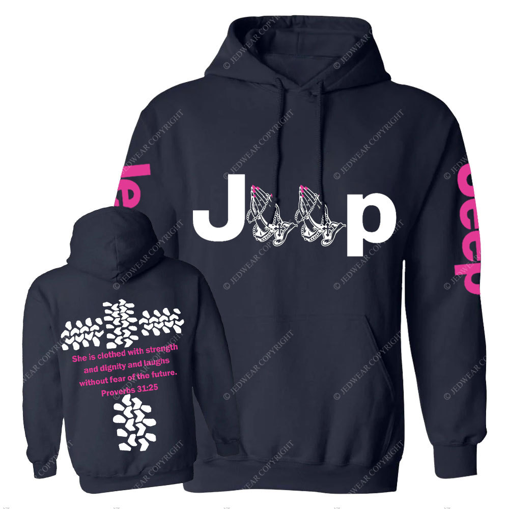 Jp Pray She Is Clothed With Strength Hot Pink Casual Hoodie