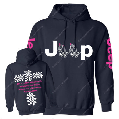 Jp Pray She Is Clothed With Strength Hot Pink Casual Hoodie