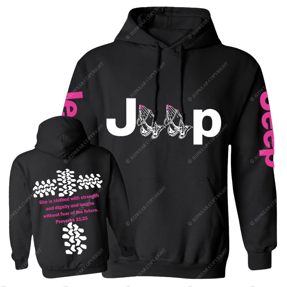 Jp Pray She Is Clothed With Strength Hot Pink Casual Hoodie