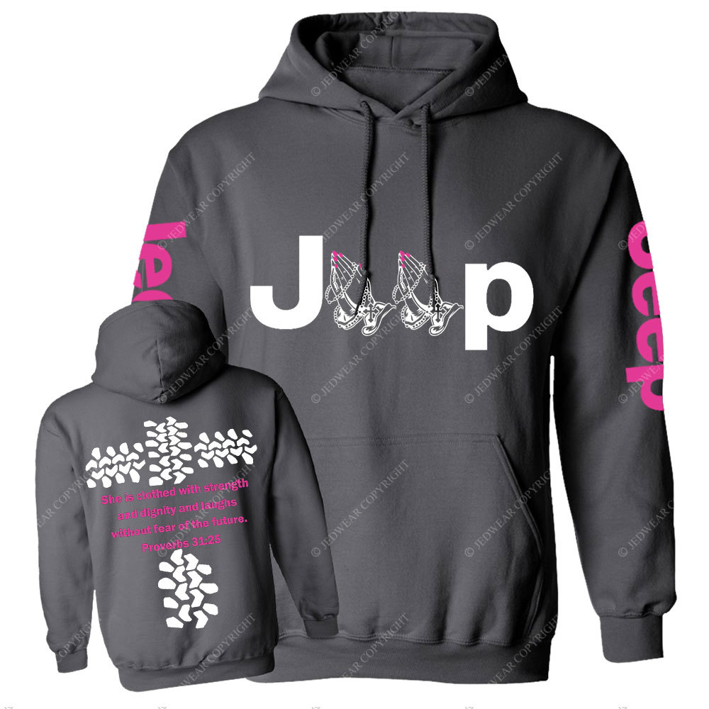 Jp Pray She Is Clothed With Strength Hot Pink Casual Hoodie