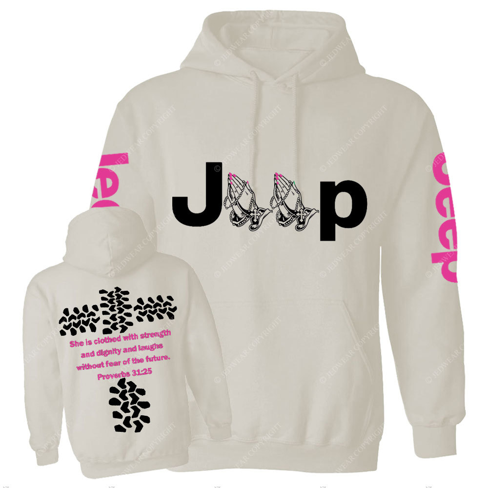 Jp Pray She Is Clothed With Strength Hot Pink Casual Hoodie