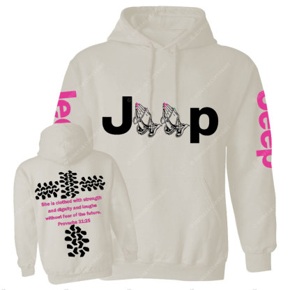 Jp Pray She Is Clothed With Strength Hot Pink Casual Hoodie
