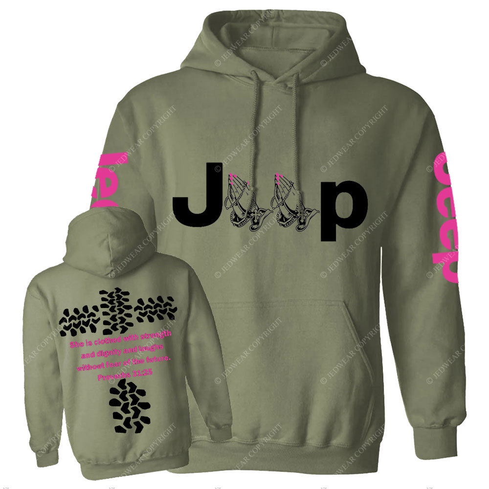 Jp Pray She Is Clothed With Strength Hot Pink Casual Hoodie