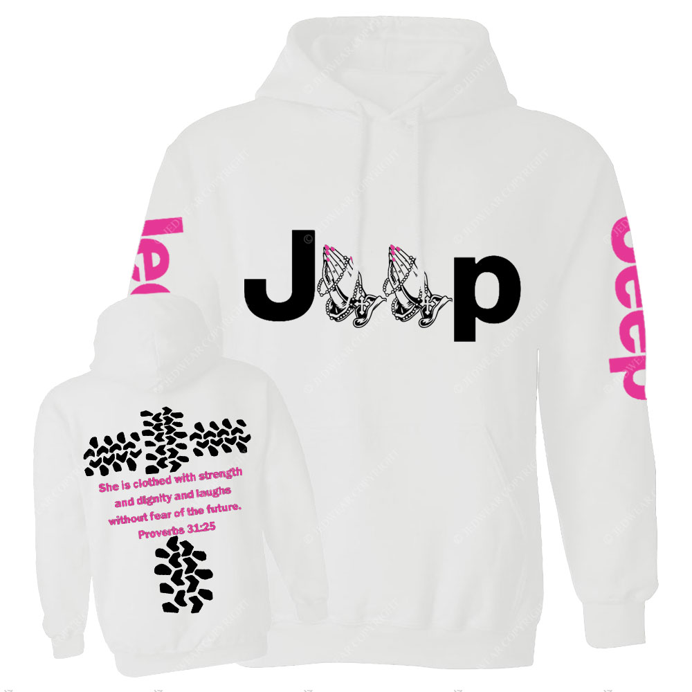Jp Pray She Is Clothed With Strength Hot Pink Casual Hoodie