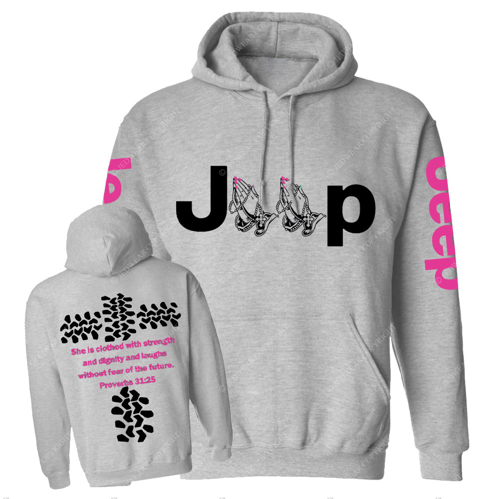 Jp Pray She Is Clothed With Strength Hot Pink Casual Hoodie