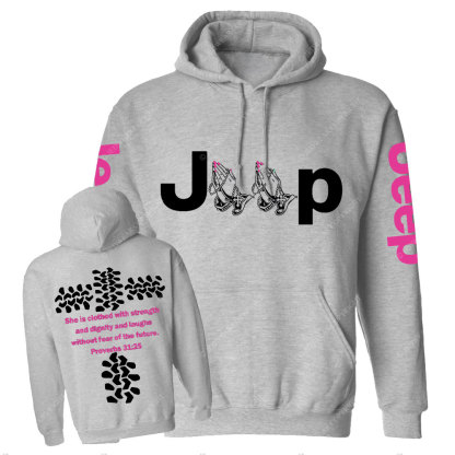 Jp Pray She Is Clothed With Strength Hot Pink Casual Hoodie
