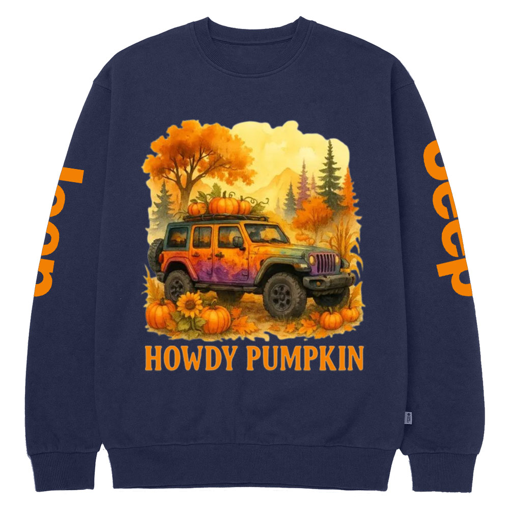 Autumn Jp Pumpkin Howdy Pumpkin Crew Neck Sweatshirt
