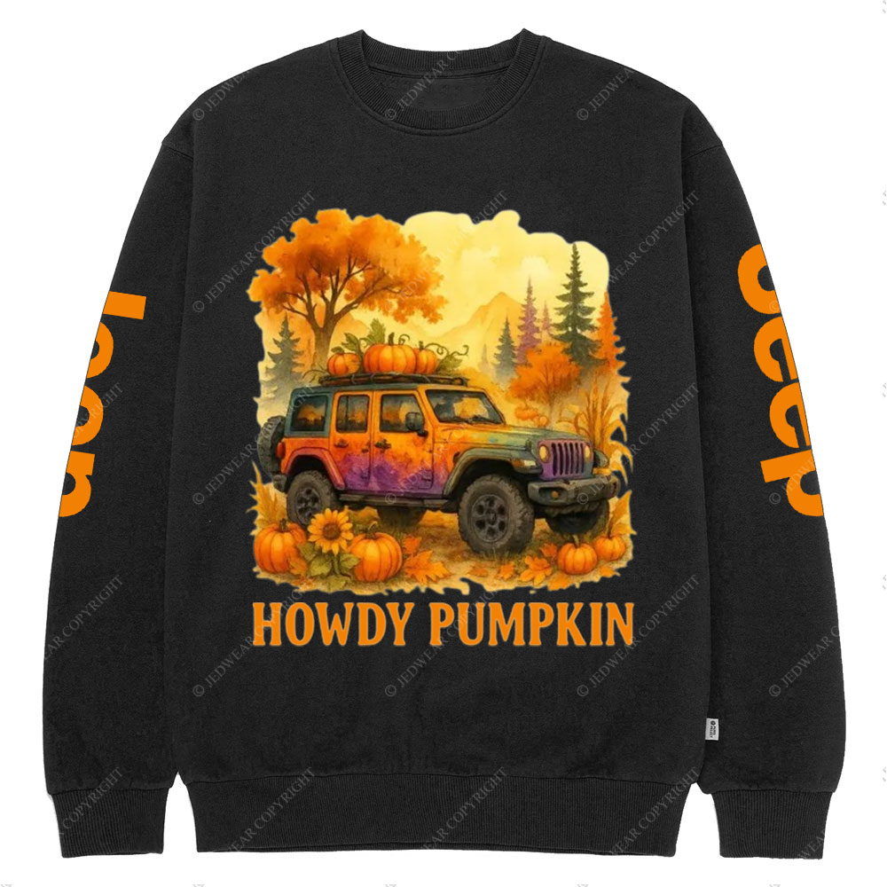 Autumn Jp Pumpkin Howdy Pumpkin Crew Neck Sweatshirt
