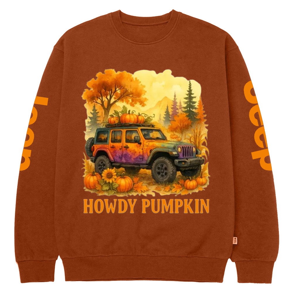 Autumn Jp Pumpkin Howdy Pumpkin Crew Neck Sweatshirt