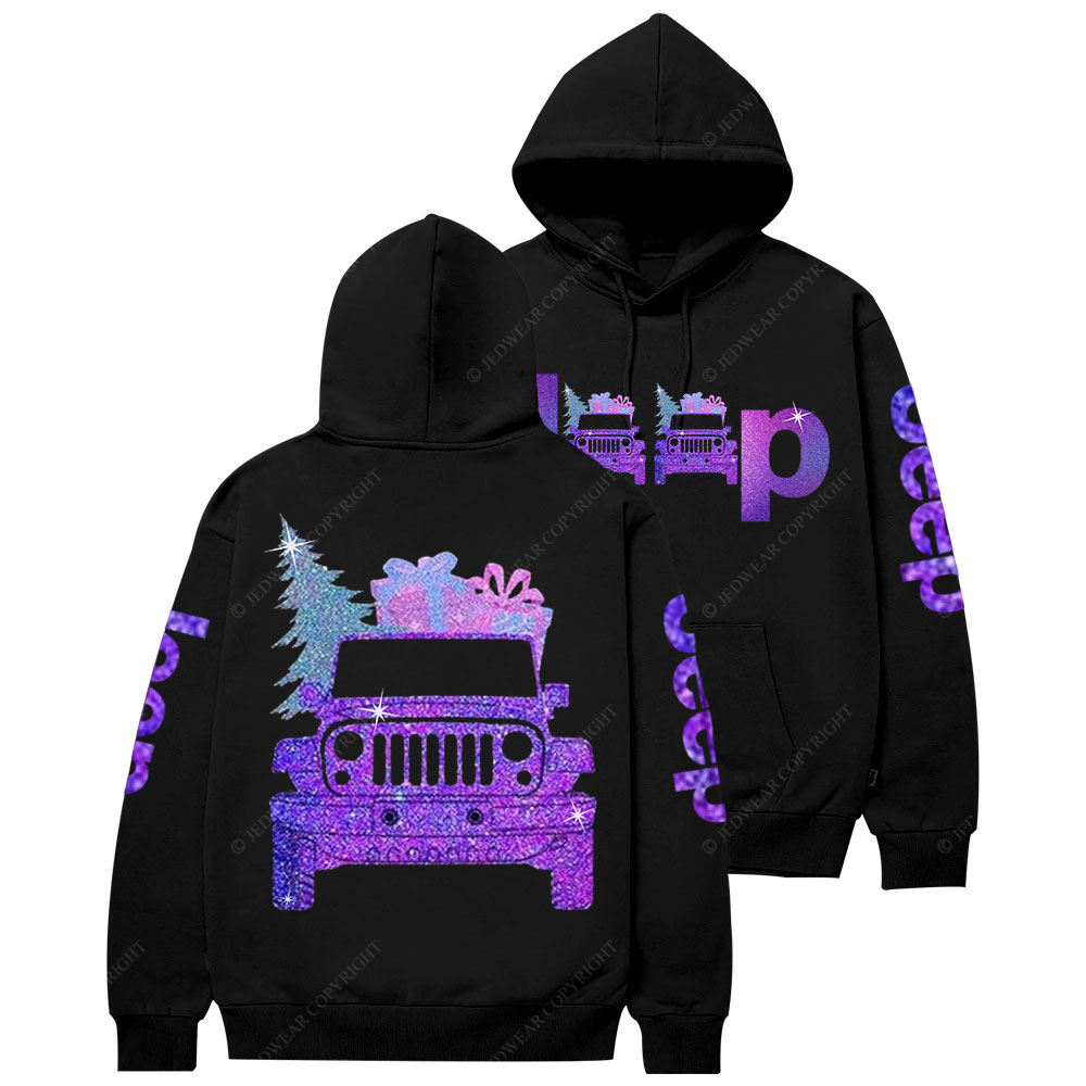 Jp Christmas Tree and Gifts Purple Bling Casual Hoodie