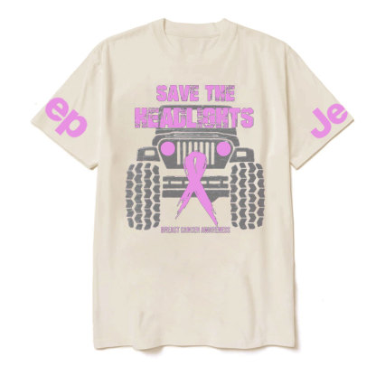 Save Your Headlights Breast Cancer Awareness Distressed Jp Ribbon T-shirt