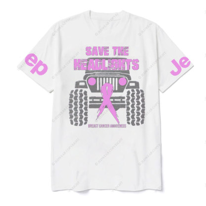 Save Your Headlights Breast Cancer Awareness Distressed Jp Ribbon T-shirt