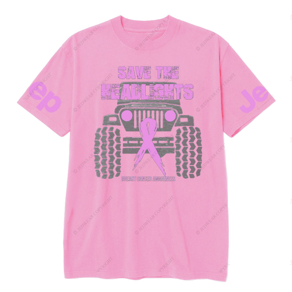 Save Your Headlights Breast Cancer Awareness Distressed Jp Ribbon T-shirt