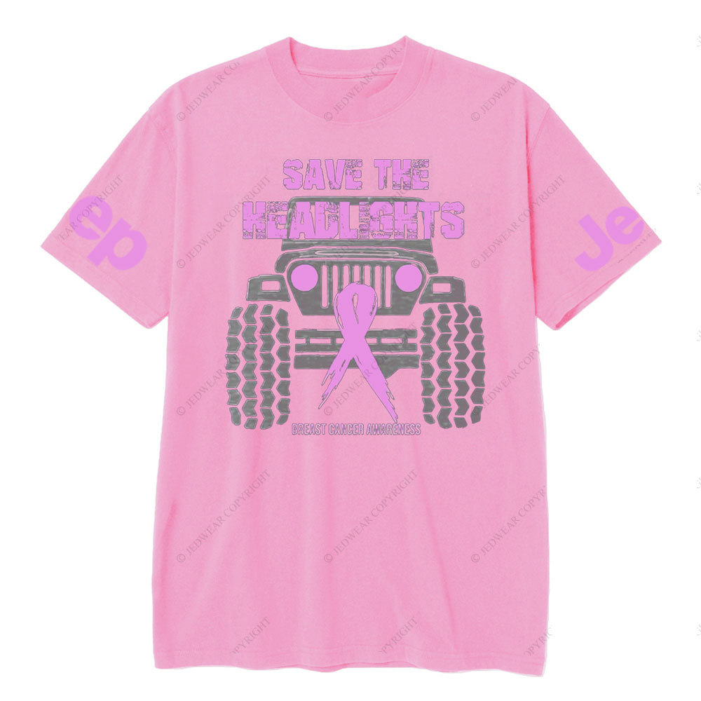Save Your Headlights Breast Cancer Awareness Distressed Jp Ribbon T-shirt