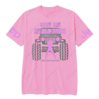 Save Your Headlights Breast Cancer Awareness Distressed Jp Ribbon T-shirt