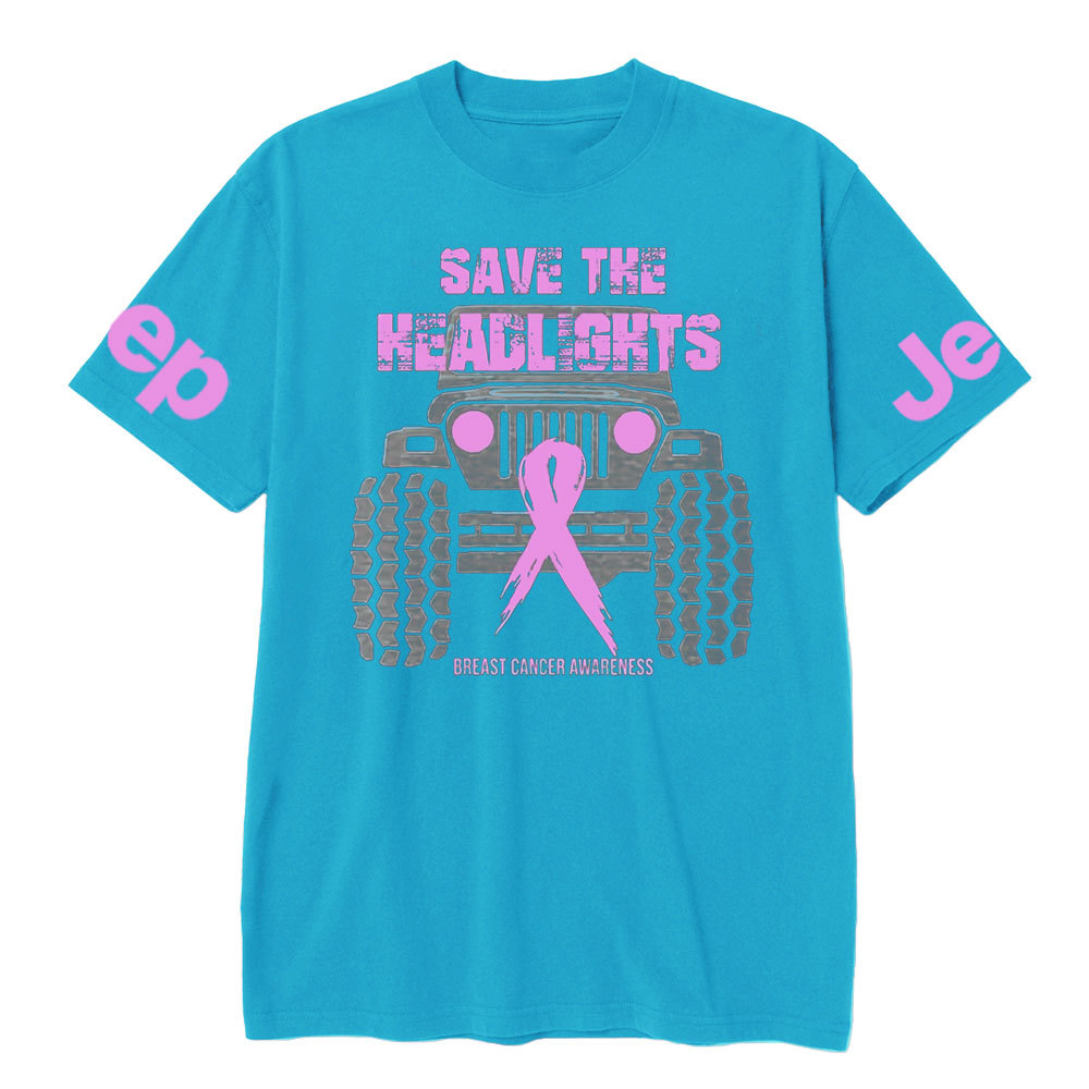 Save Your Headlights Breast Cancer Awareness Distressed Jp Ribbon T-shirt