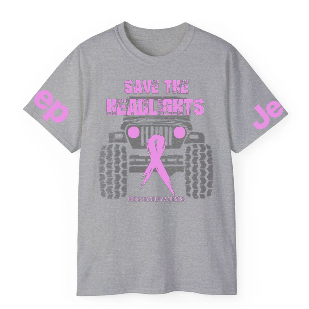 Save Your Headlights Breast Cancer Awareness Distressed Jp Ribbon T-shirt