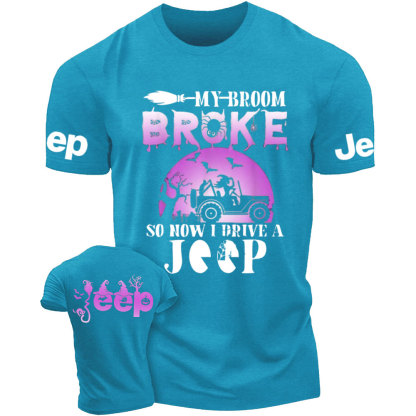 Purple Halloween My Broom Broke So Now I Drive A Jp Witches T-Shirt
