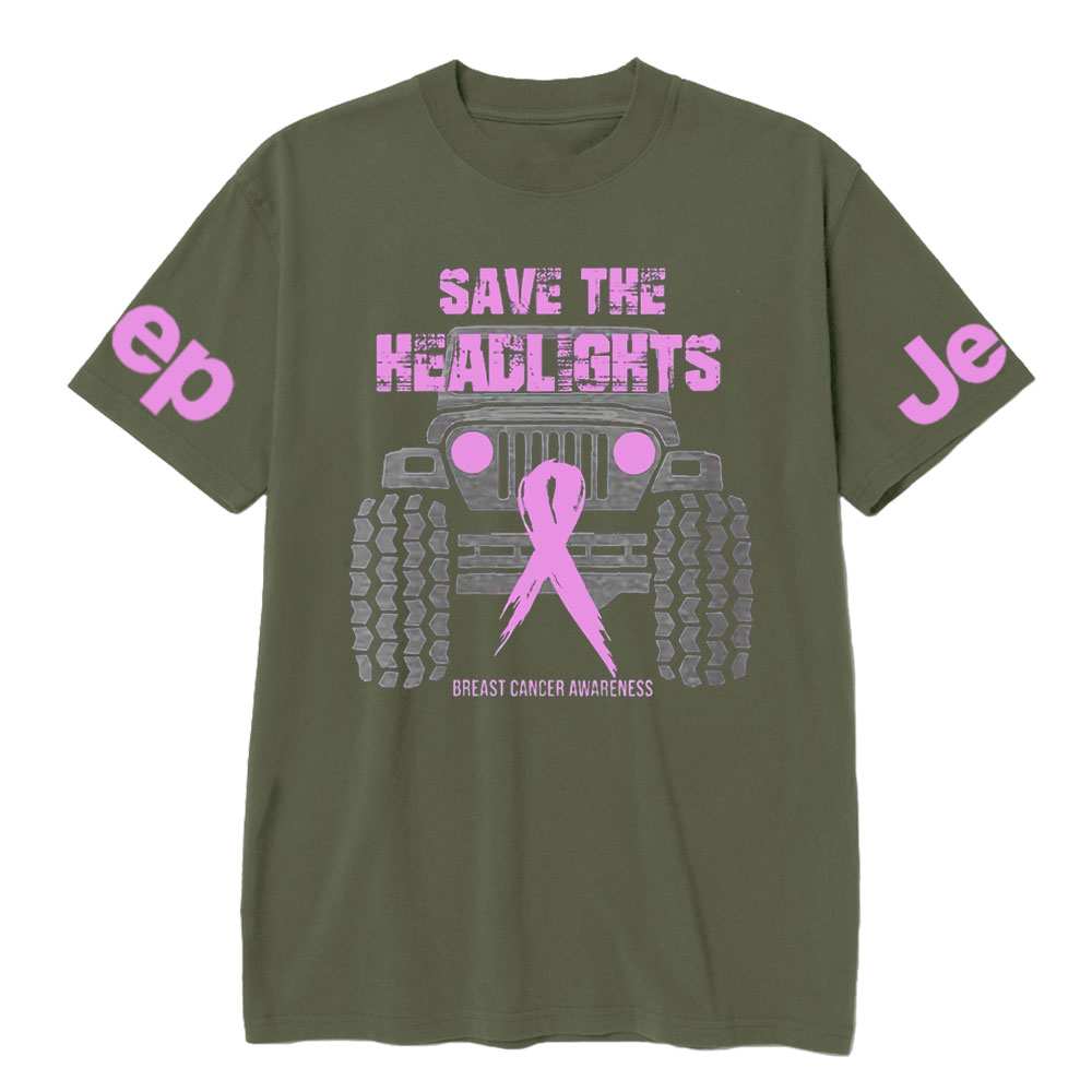 Save Your Headlights Breast Cancer Awareness Distressed Jp Ribbon T-shirt