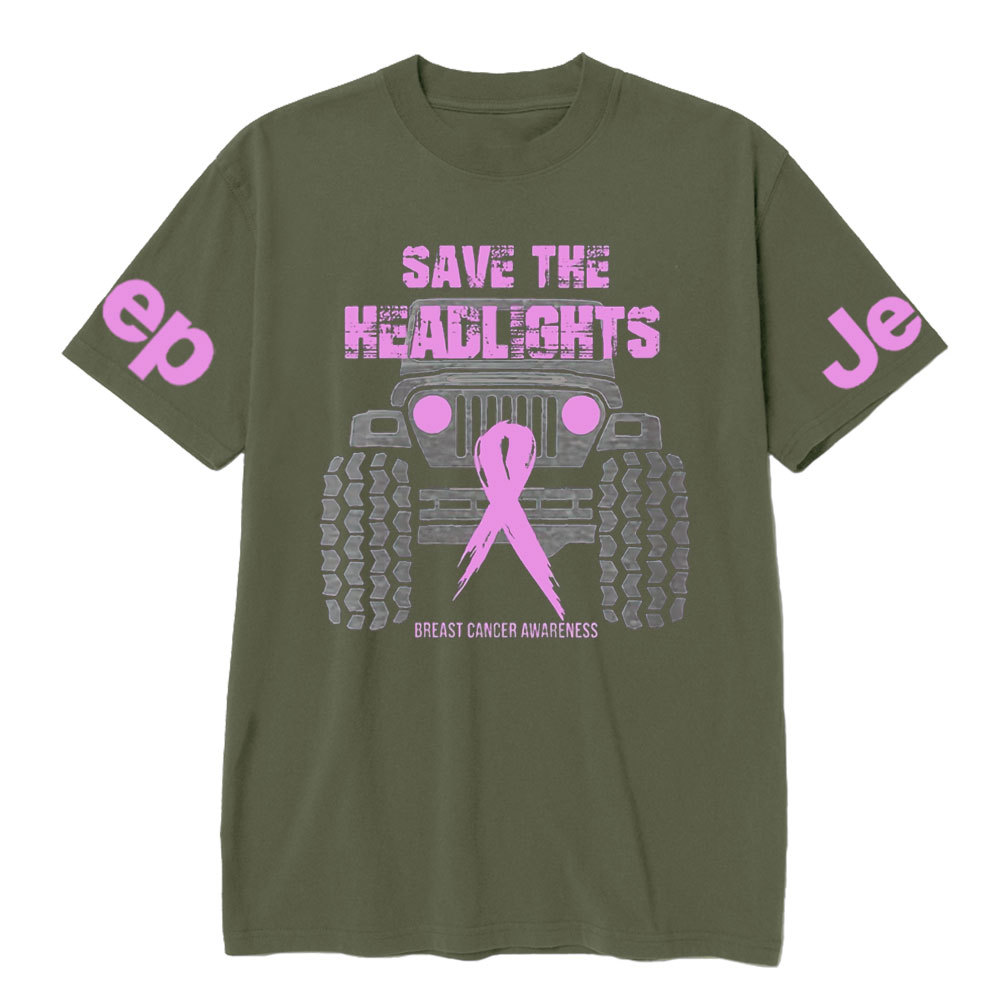 Save Your Headlights Breast Cancer Awareness Distressed Jp Ribbon T-shirt