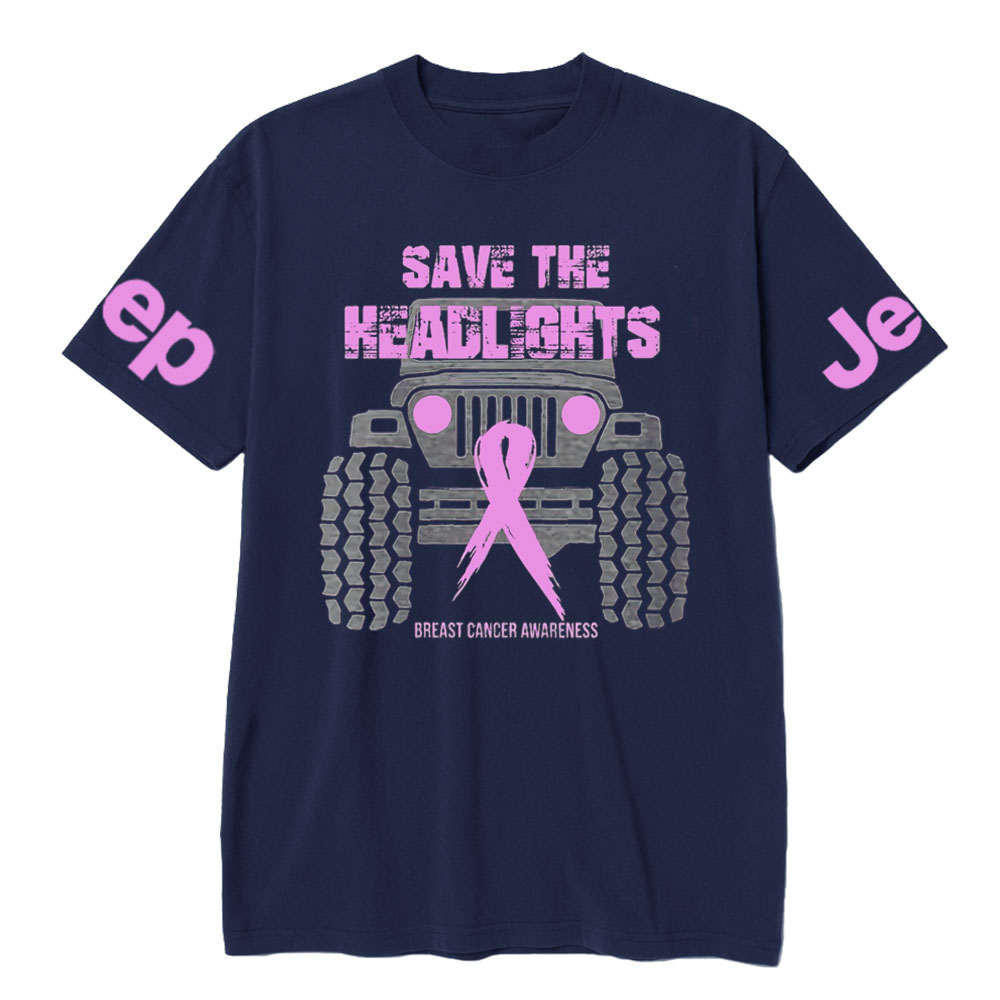 Save Your Headlights Breast Cancer Awareness Distressed Jp Ribbon T-shirt