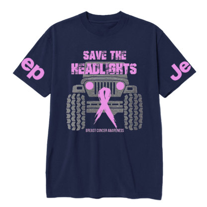 Save Your Headlights Breast Cancer Awareness Distressed Jp Ribbon T-shirt