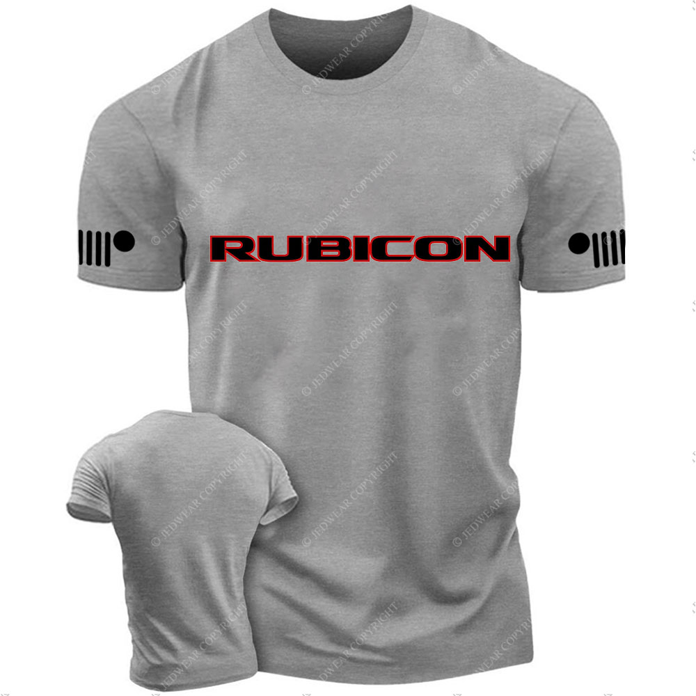 Jp Wrangler JK Rubicon Red and Black Text Logo T-Shirt