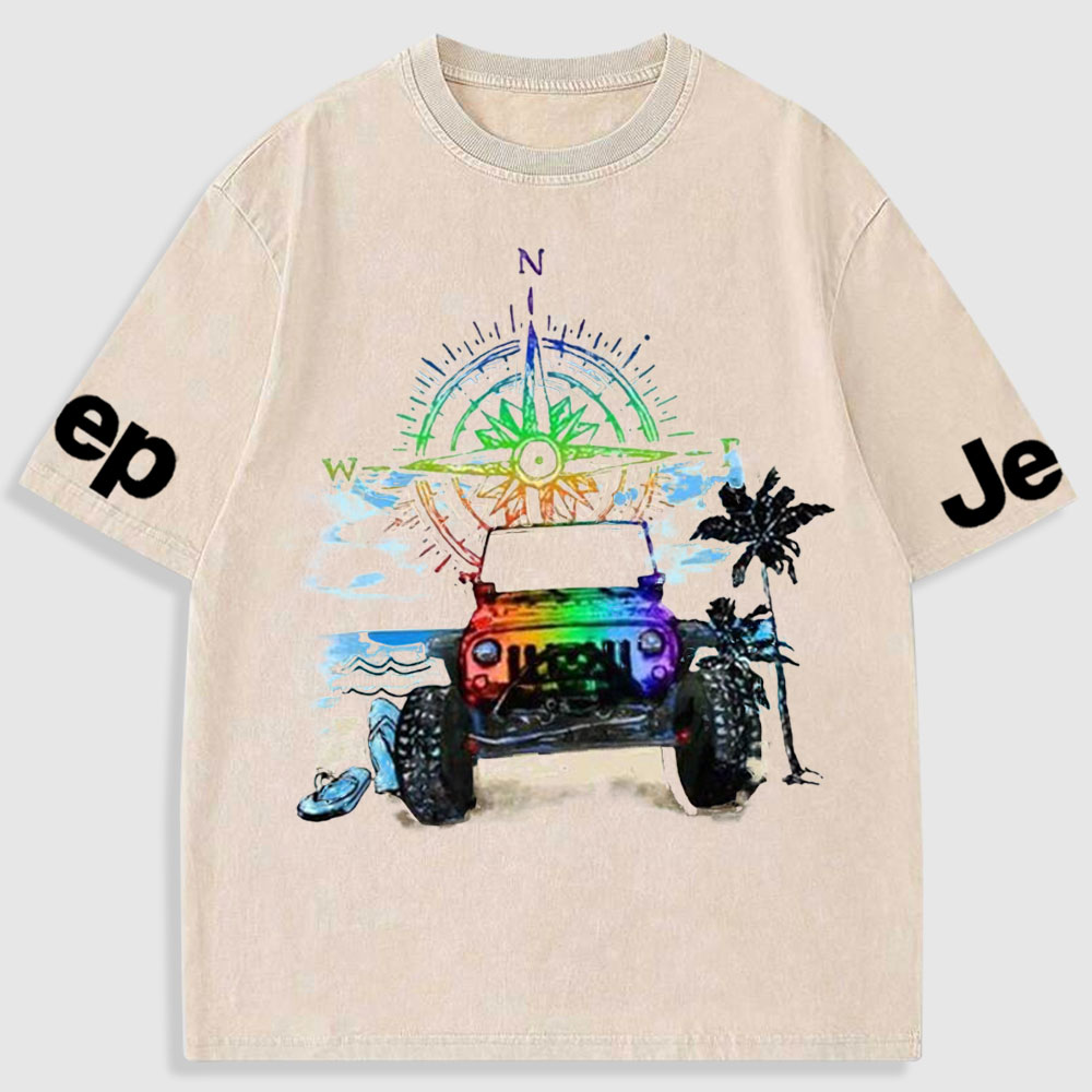 Rainbow Jp and Compass Washed T-Shirt